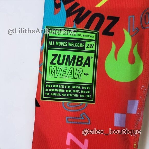 Zumba Fuego High Waisted Leggings Cha Cherry Size XS (E040) - Picture 5 of 7